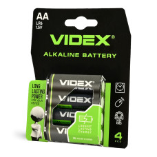 Батарейка лужна Videx LR6/AA 4шт