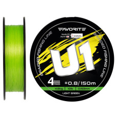 Шнур Favorite U1 PE 4x 150m (light green) #0.8/0.153mm 10lb/4.8kg