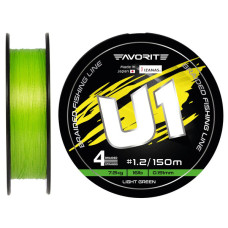 Шнур Favorite U1 PE 4x 150m (light green) #1.2/0.191mm 16lb/7.2kg