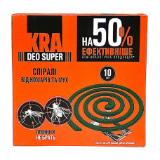 Репелент KRA DEO SUPER спіралі від комарів та мух 10 шт