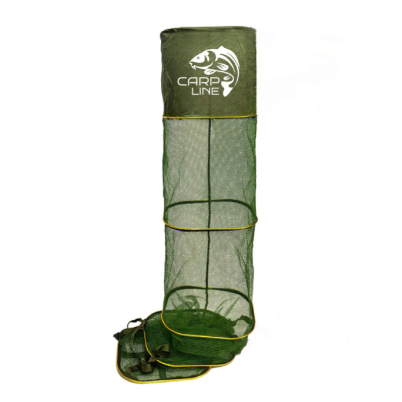 Садок Carp Line Green 3.5м жовті алюмінієві кільця, зелена прогум сітка, різьба з регулюв. під кілок