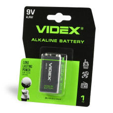 Батарейка лужна Videx 6LR61/9V Крона 1шт BLISTER