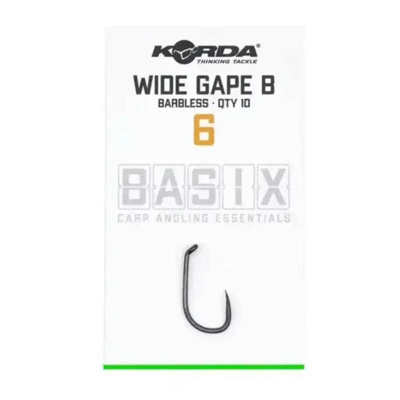 Коропоаі гачки безбороді Корда Basix Wide Gape Hook Barbless №6