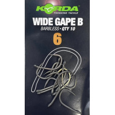 Коропові гачки безбороді Korda Wide Gape Hook Barbless №6