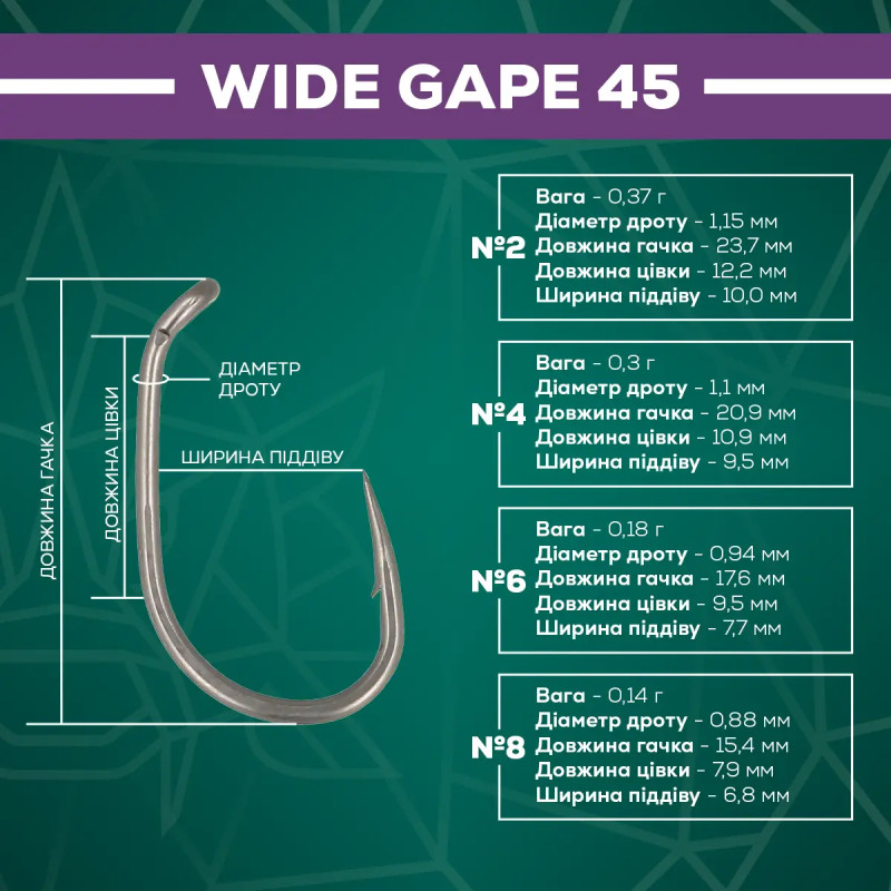 Гачок GC G.Carp Wide Gape 45° TF №6