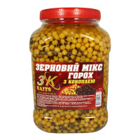 Зерновий МІКС ГОРОХ (з коноплeю) 3л ТМ 3KBaits