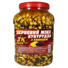 Зерновий МІКС КУКУРУДЗА (з коноплею) 3л ТМ 3KBaits