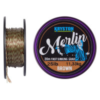 Повідковий матеріал KRYSTON Merlin Fast Sinking Supple Braid 35 lb Gravel Brown