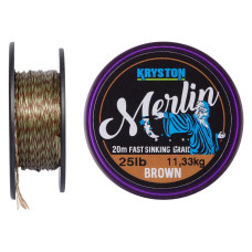 Повідковий матеріал KRYSTON Merlin Fast Sinking Supple Braid 35 lb Gravel Brown
